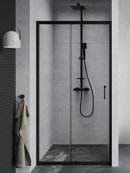 Mexen Apia elhúzható zuhanyajtó (tolóajtó) - fekete profil - 105 x 190 cm
