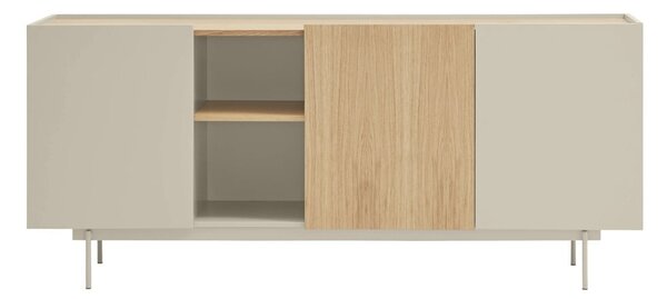 Bézs-natúr színű alacsony komód tölgyfa dekorral 180x78 cm Otto – Teulat