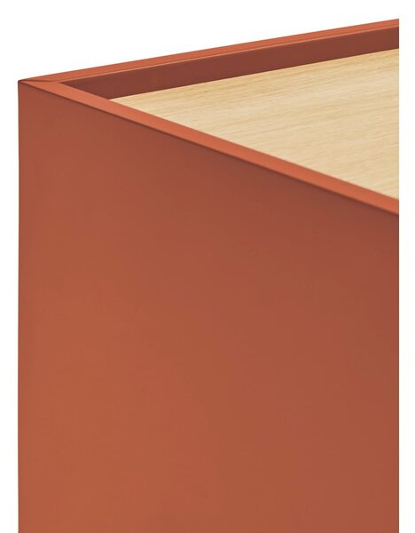Téglavörös-natúr színű TV-állvány tölgyfa dekorral 180x45 cm Otto – Teulat