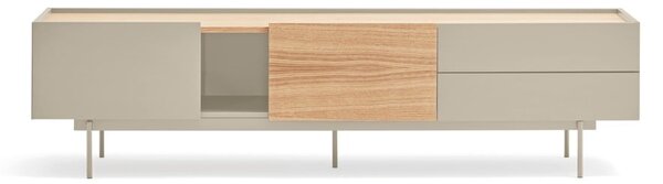 Black Friday - Világosszürke-natúr színű TV-állvány tölgyfa dekorral 180x45 cm Otto – Teulat