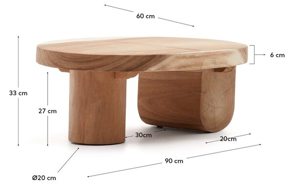 Natúr színű munggur fa dohányzóasztal 60x90 cm Mosi – Kave Home