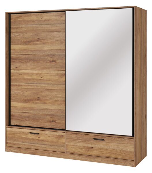 Gardróbszekrény Melvele 122, Laminált forgácslap, 209x180x61cm, Tölgy
