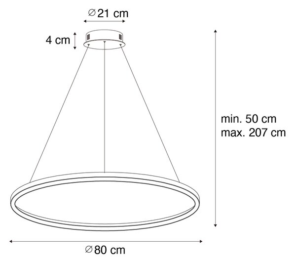 Arany függőlámpa 80 cm LED-del, 3 fokozatú fényerőszabályzóval - Girello