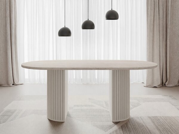 Asztal Comfivo Ulma, 75x90cm, Bézs, Világos Travertine
