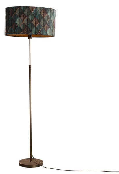 Állólámpa bronz ovális bársony lámpabúrával, levélmintás, 50 cm - Parte