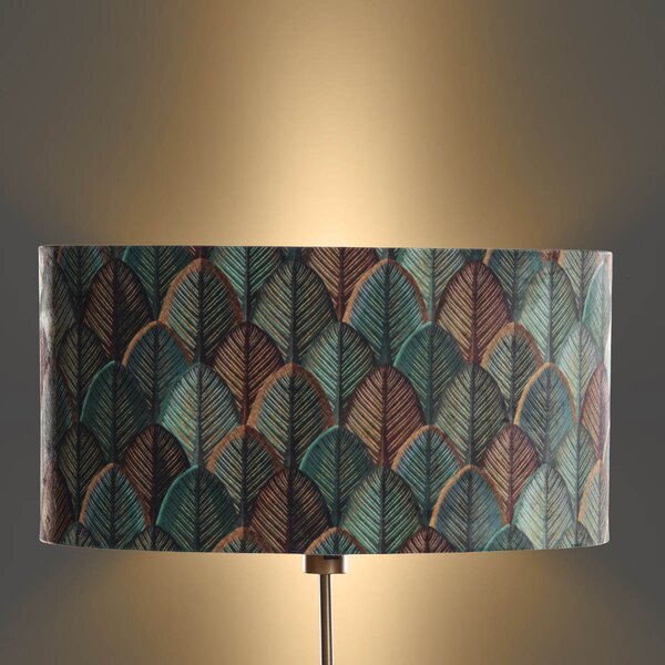 Állólámpa bronz ovális bársony lámpabúrával, levélmintás, 50 cm - Parte