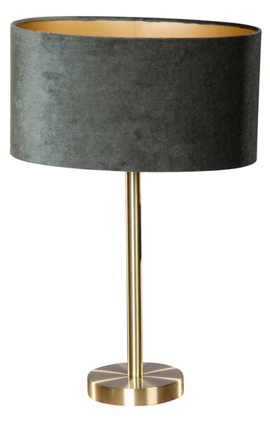 Asztali lámpa sárgaréz ovális bársony lámpabúrával, zöld, 35 cm - Simplo