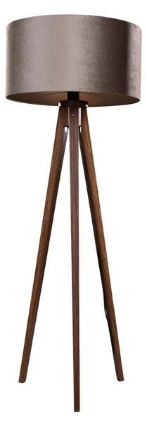 Háromlábú állólámpa diófa, bézs bársony árnyékolóval 50 cm - Tripod Classic
