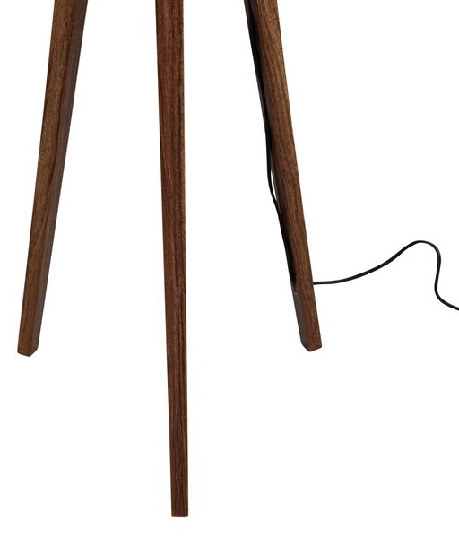 Háromlábú állólámpa diófa, bézs bársony árnyékolóval 50 cm - Tripod Classic