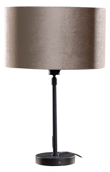 Asztali lámpa fekete színű, taupe bársony lámpabúrával, 35 cm - Parte