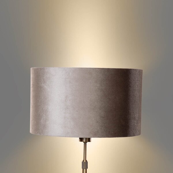 Asztali lámpa bronz színű, taupe bársony lámpabúrával, 35 cm - Parte