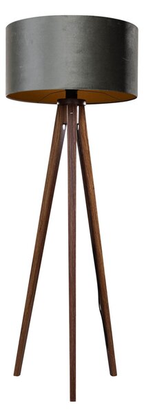 Háromlábú állólámpa diófa zöld bársony árnyékolóval 50 cm - Tripod Classic