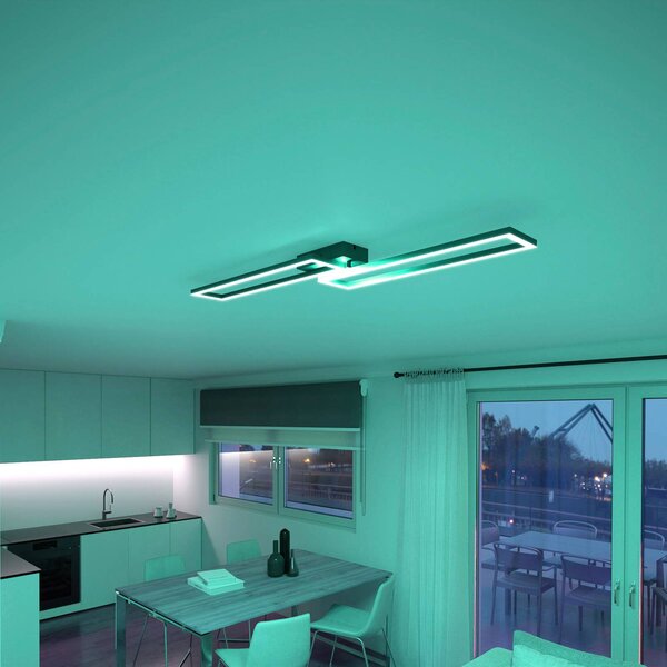 Tint Müller Licht LED mennyezeti lámpa Ciso, RGB, CCT, fekete, dimmelhető, Fekete, Nappali / Étkező, fém, Modern