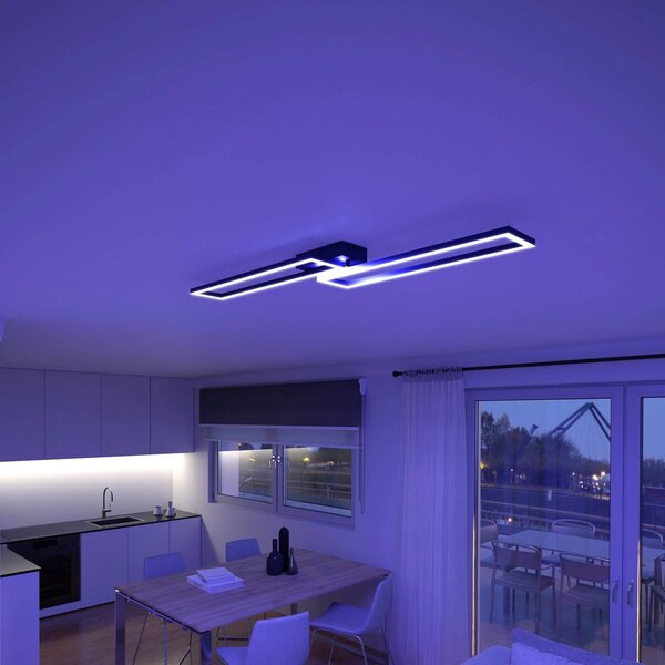 Tint Müller Licht LED mennyezeti lámpa Ciso, RGB, CCT, fekete, dimmelhető, Fekete, Nappali / Étkező, fém, Modern