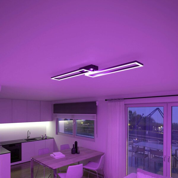Tint Müller Licht LED mennyezeti lámpa Ciso, RGB, CCT, fekete, dimmelhető, Fekete, Nappali / Étkező, fém, Modern