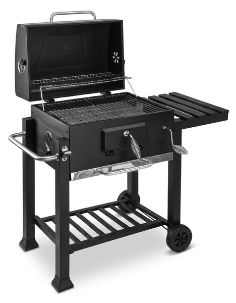 Pepita faszenes BBQ Grill oldalasztallal - Fekete
