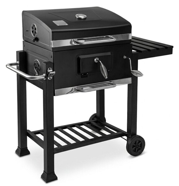 Pepita faszenes BBQ Grill oldalasztallal - Fekete