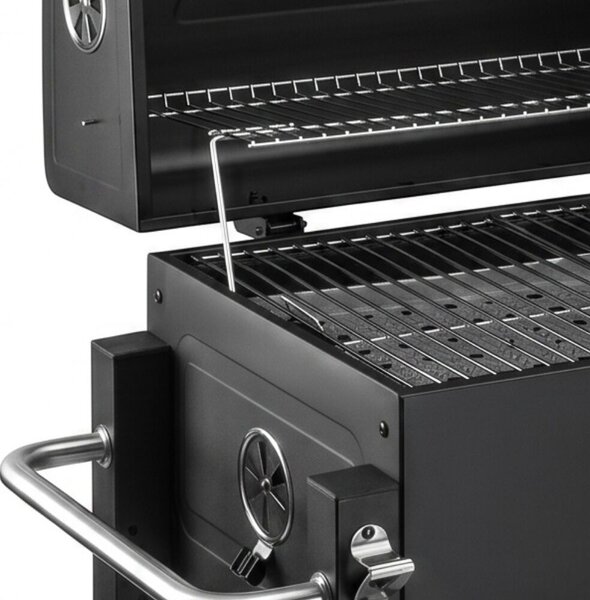 Pepita faszenes BBQ Grill oldalasztallal - Fekete
