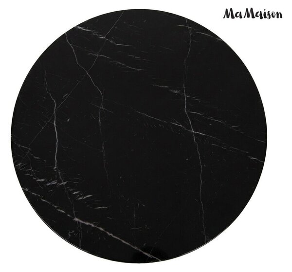 MaMaison Ringo Dohányzóasztal Fekete Marquina Márvány Arany Háromoszlopos Alap