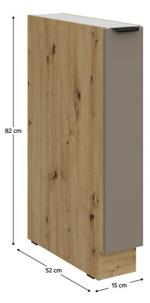 Alsó szekrény kihúzható kosárral, sandgrau/artisan tölgy, FRISBO 15 D CARGO BB