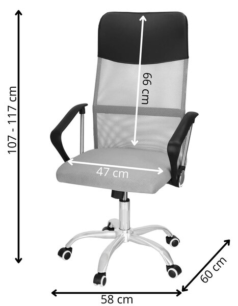 Springos Ergonomikus irodai forgószék, max 120kg- Szürke