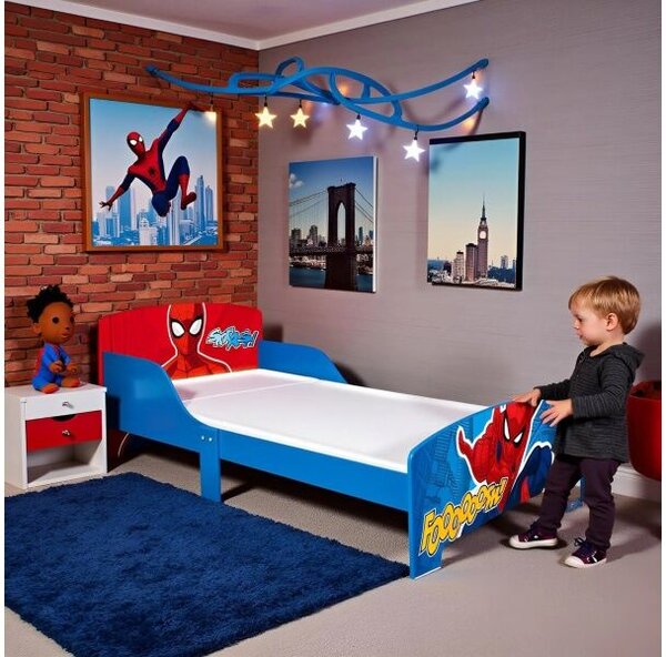 Spiderman gyermekfaágy 77×143×60 cm – 70×140 cm-es matracra való rácsos alvófelülettel, SM17776