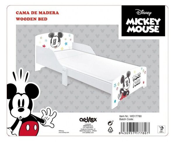 Mickey Mouse gyermekfaágy 77×143×60 cm – 70×140 cm-es matracra való rácsos alvófelülettel, WD17780