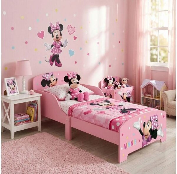 Minnie Mouse gyermekfaágy 77×143×60 cm – 70×140 cm-es matracra való rácsos alappal, WD17777