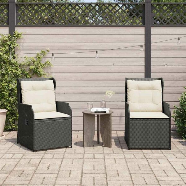VidaXL Kerti pad 2 db Fekete polirattan