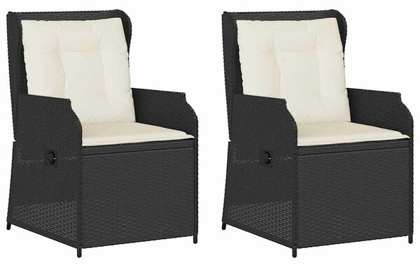 VidaXL Kerti pad 2 db Fekete polirattan