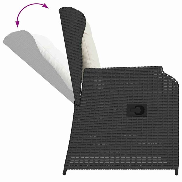 VidaXL Kerti pad 2 db Fekete polirattan