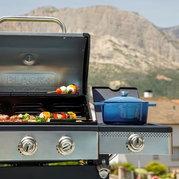 Black+Decker BXOG12950E Kerti Gázgrill 3 égős - Ezüst / Fekete