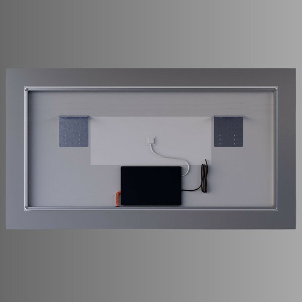 120x80cm fürdőszobai LED tükör dupla mosdóhoz | Páramentesítő - Beépített óra - Fényerő és színhőmérséklet szabályozás | Welland Luxury-Line Kath