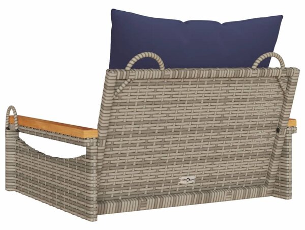 Szürke polyrattan hintapad párnákkal 63 x 62 x 40 cm