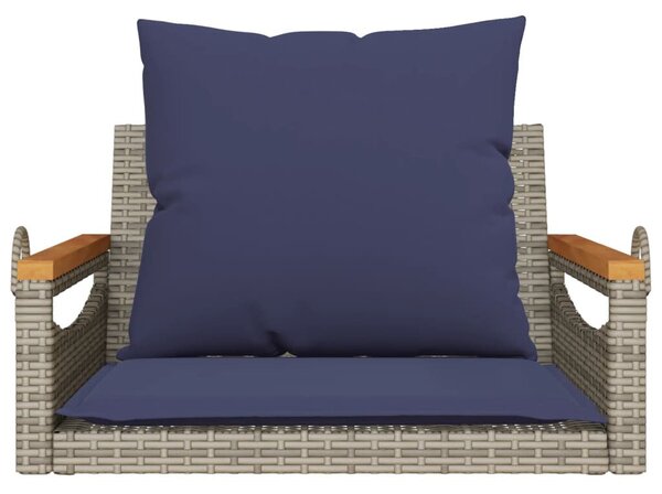 Szürke polyrattan hintapad párnákkal 63 x 62 x 40 cm