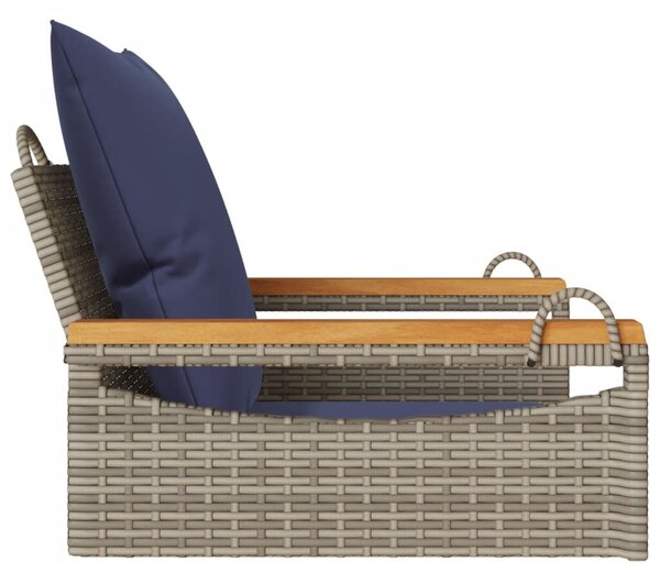 Szürke polyrattan hintapad párnákkal 63 x 62 x 40 cm