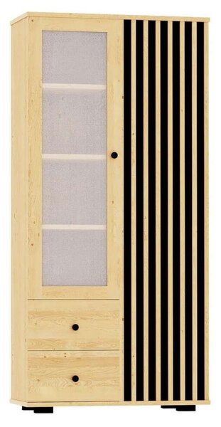 Panel-Lux Fenyő Vitrines Szekrény - 2 Fiókkal