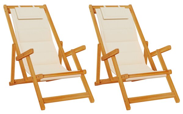 Tengerparti szék párnával 2 pcs Barna Tömör Akácfa