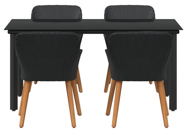 Kert étkező szett párnával 5 pcs Fekete polirattan