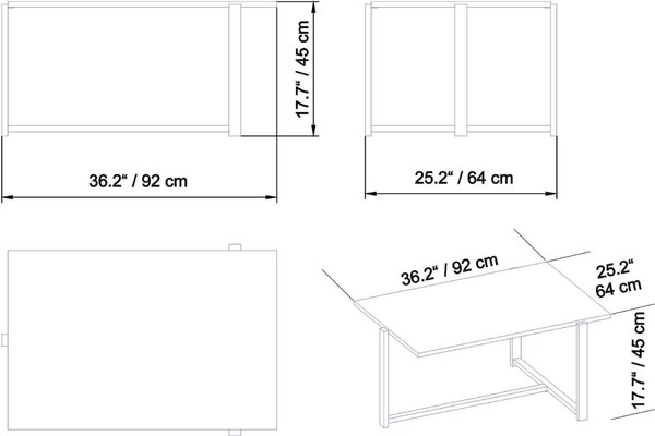 Hanah Home Dohányzóasztal Arany Fehér Merideths - Arany