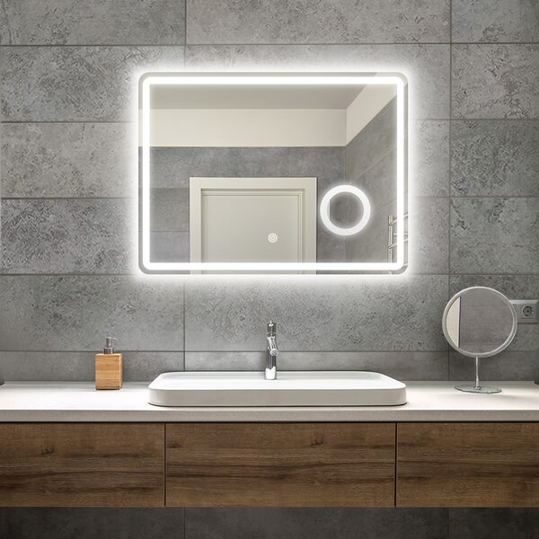 Universe Lighting A13 LED tükör - fényerő + színhőmérséklet szabályozás + kozmetikai tükör - 80 x 60 cm