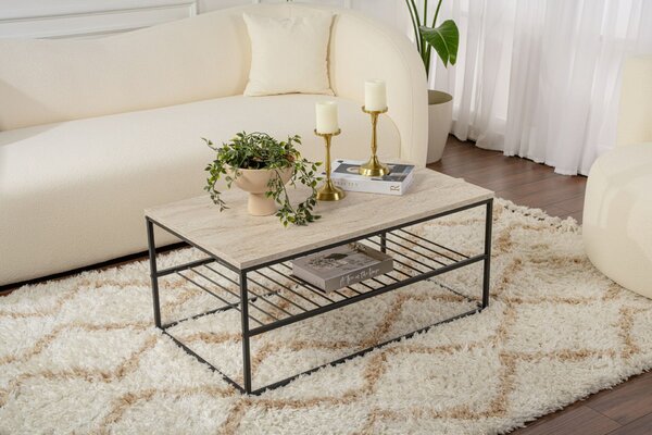 Hanah Home Dohányzóasztal Travertin Fekete Asude