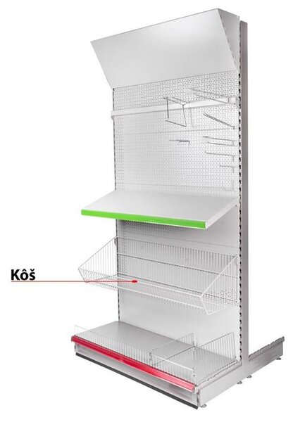 Kôš Racks H14 1250x0250x0400 mm, drôtený, závesný, na regál *L*
