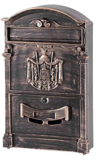 Postaláda ALU, alumínium, antique bronze, 25,5 x 9 x 41 cm