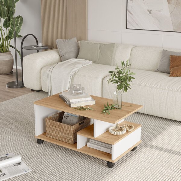 Hanah Home Coffee Table Oak White MIN9-SW