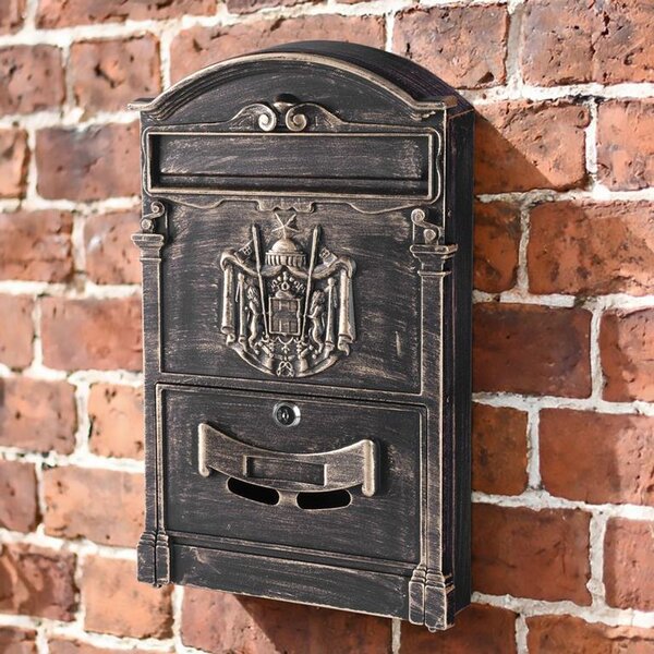 Postaláda ALU, alumínium, antique bronze, 25,5 x 9 x 41 cm