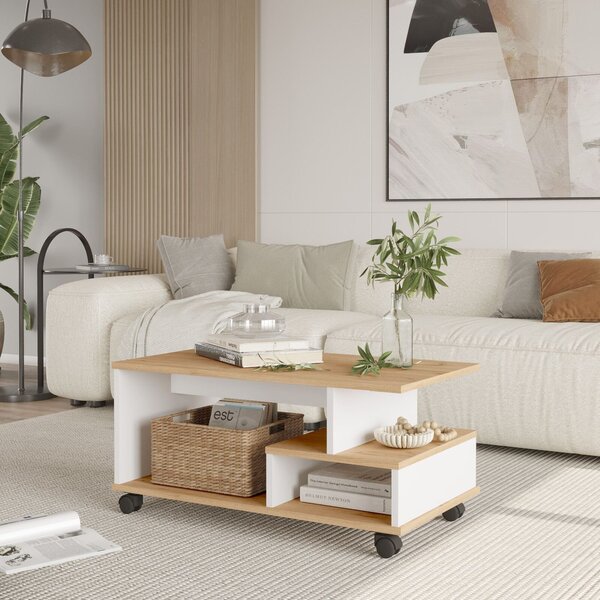 Hanah Home Coffee Table Oak White MIN9-SW