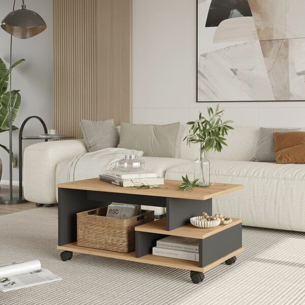 Hanah Home Dohányzóasztal Tölgy Antracit MIN9-SA