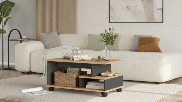 Hanah Home Dohányzóasztal Tölgy Antracit MIN9-SA