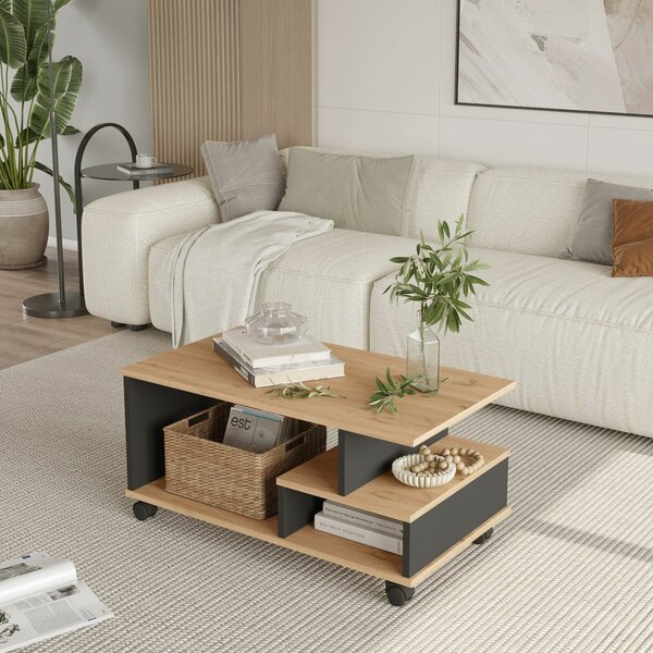 Hanah Home Dohányzóasztal Tölgy Antracit MIN9-SA
